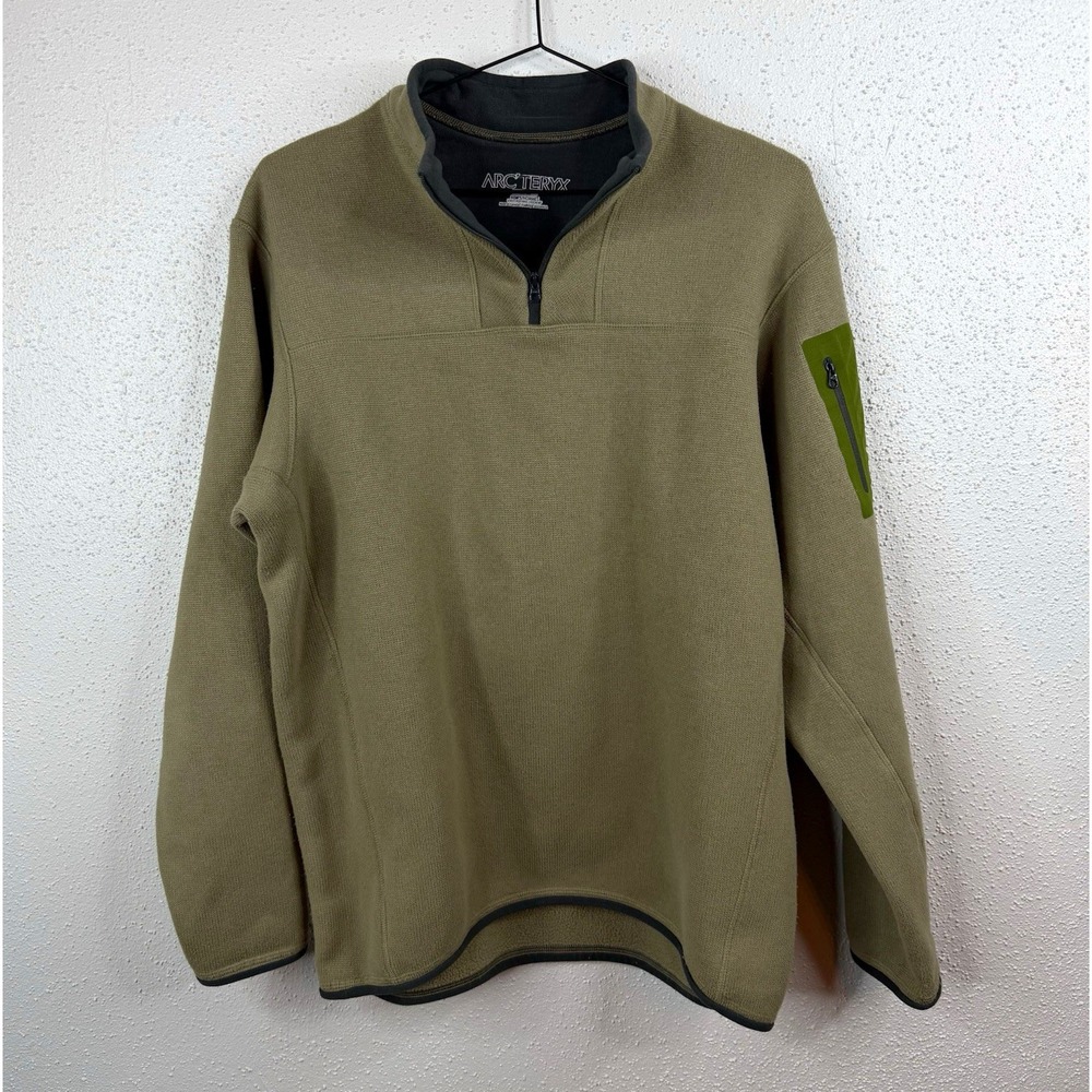 Arc'teryx Men's Green Solid 1/4 Zip Mock Neck Pullover Sweatshirt Size M